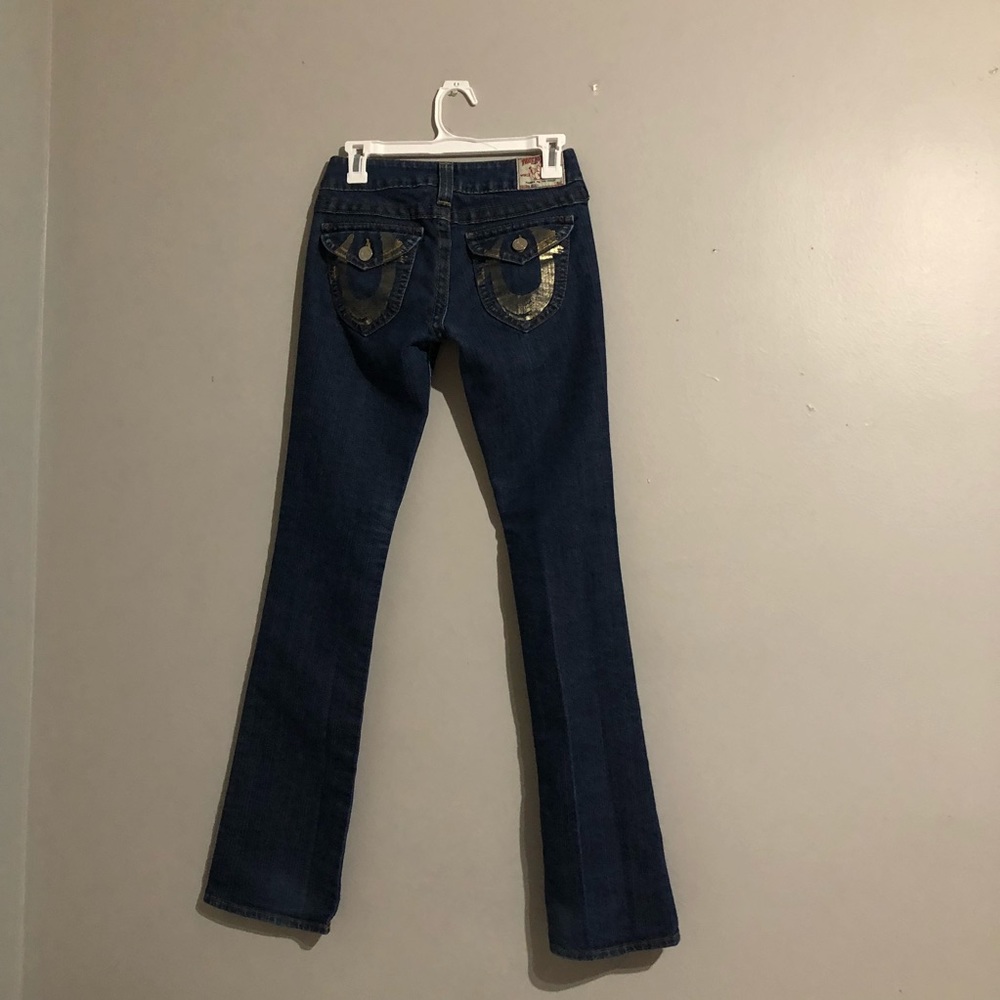True Religion Becky Metallic Flair Low Rise Pocket Jeans FF